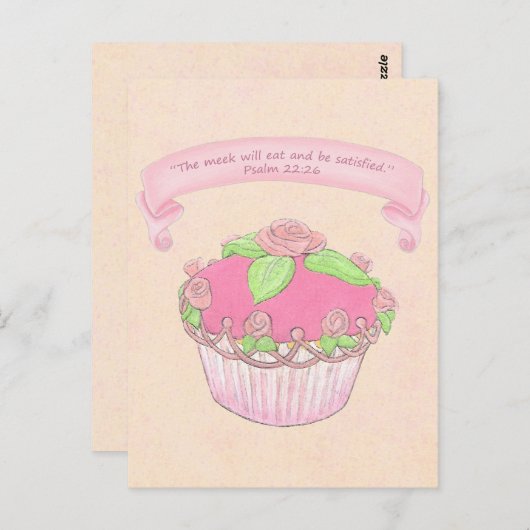 Roos Cupcake~Good Gift Scripts Briefkaart Afdrukke (Voorkant / Achterkant)