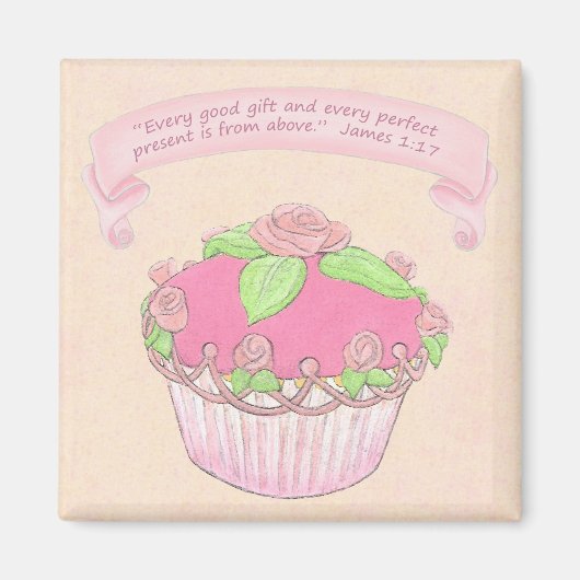 Roos CupCake-scriptmagneet Magneet (Voorkant)