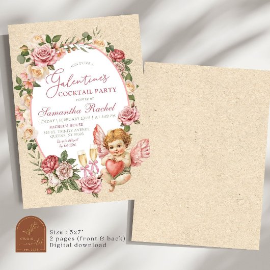  Roos Cupid Galentine's Cocktail Party Kaart
