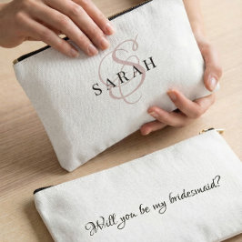 Roos Cute Monogram Persoonlijk Bruidsmeisje Cadeau Etui