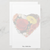 Roos Daisy Bouquet Heart Briefpapier (Voorkant / Achterkant)