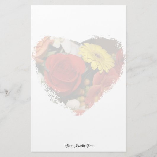 Roos Daisy Bouquet Heart Briefpapier (Voorkant)