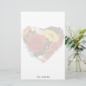 Roos Daisy Bouquet Heart Briefpapier (Staand voorkant)