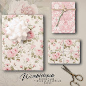 Roos & Damask Elegant | Pastel roze Inpakpapier Vel
