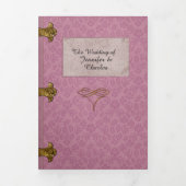 Roos Damask Fairy Tale Weddenfoto Drieluik Uitnodiging (Cover)