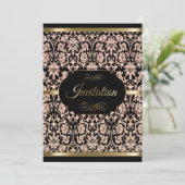 Roos Damask Feestelijke Viering- Damask | Doe-het- Kaart (Staand voorkant)