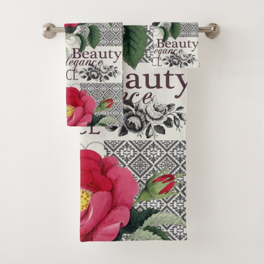 Roos Damask  Floral Antiek Bad Handdoek (Insitu)