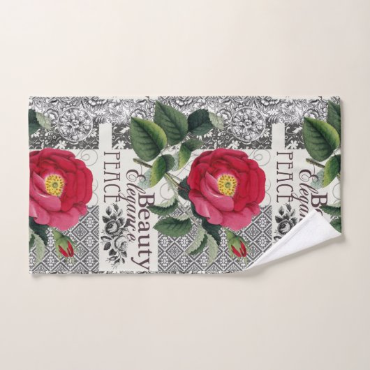 Roos Damask  Floral Antiek Bad Handdoek (Handdoek)