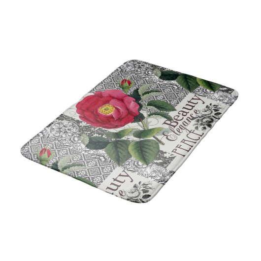 Roos Damask  Floral Antiek Badmat (Gekanteld)