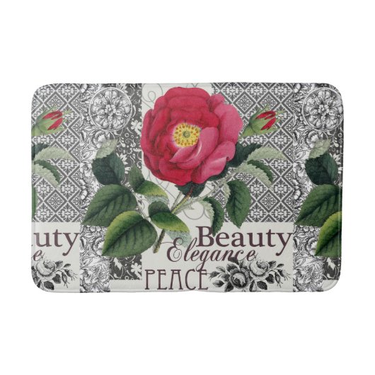 Roos Damask  Floral Antiek Badmat (Voorkant)