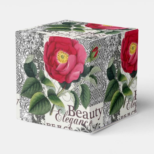 Roos Damask  Floral Antiek Bedankdoosjes (Achterkant)