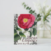 Roos Damask  Floral Antiek Briefkaart (Staand voorkant)