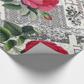 Roos Damask  Floral Antiek Cadeaupapier (Hoek)