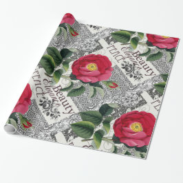 Roos Damask Floral Antiek Cadeaupapier