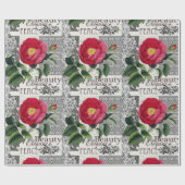 Roos Damask Floral Antiek Cadeaupapier (Vlak)