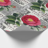 Roos Damask Floral Antiek Cadeaupapier (Hoek)