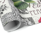 Roos Damask Floral Antiek Cadeaupapier (Rol Hoek)