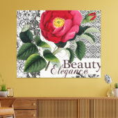 Roos Damask Floral Antiek Canvas Afdruk (Insitu (Woonkamer))