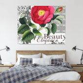 Roos Damask Floral Antiek Canvas Afdruk (Insitu (Slaapkamer))