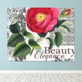 Roos Damask Floral Antiek Canvas Afdruk (Insitu (Houten vloer))