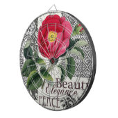 Roos Damask  Floral Antiek Dartbord (Voorkant Rechts)