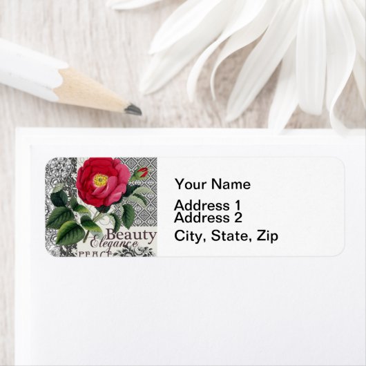 Roos Damask Floral Antiek Etiket (Insitu)