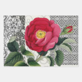 Roos Damask  Floral Antiek Inpakpapier Vel (Voorkant)