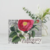 Roos Damask  Floral Antiek Kaart (Staand voorkant)