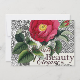 Roos Damask  Floral Antiek Kaart