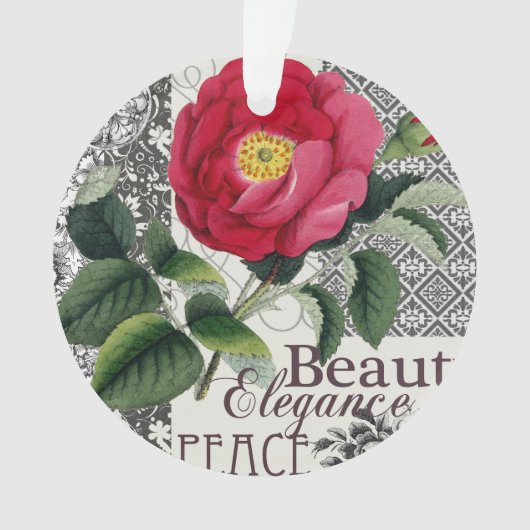 Roos Damask  Floral Antiek Ornament (voorkant)