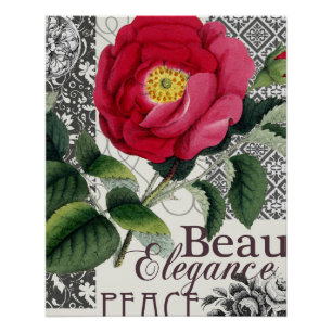 Roos Damask  Floral Antiek Perfect Poster