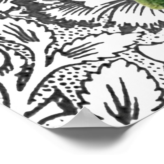 Roos Damask Floral Antiek Poster (Hoek)