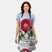 Roos Damask  Floral Antiek Schort (Gedragen)