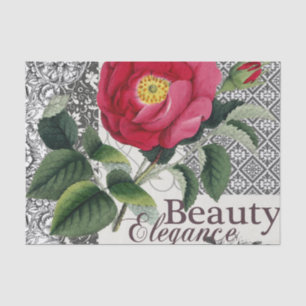 Roos Damask Floral Antiek Tissuepapier