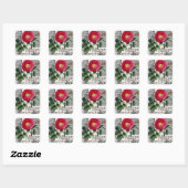 Roos Damask Floral Antiek Vierkante Sticker (Vel)