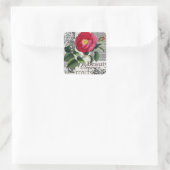 Roos Damask Floral Antiek Vierkante Sticker (Tas)