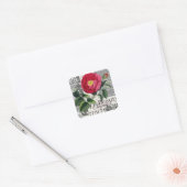 Roos Damask Floral Antiek Vierkante Sticker (Envelop)