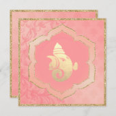 Roos Damask Gold Ganesh Indian Hindu Wedding Kaart (Voorkant / Achterkant)