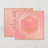 Roos Damask Gold Ganesh Indian Weddenschap Kaart (Voorkant / Achterkant)