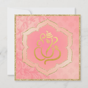 Roos Damask Gold Ganesh Indian Weddenschap  Kaart