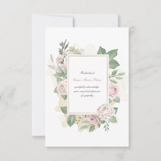 Roos Dank u voor uw sympathiekaarten Bedankkaart (Voorkant)