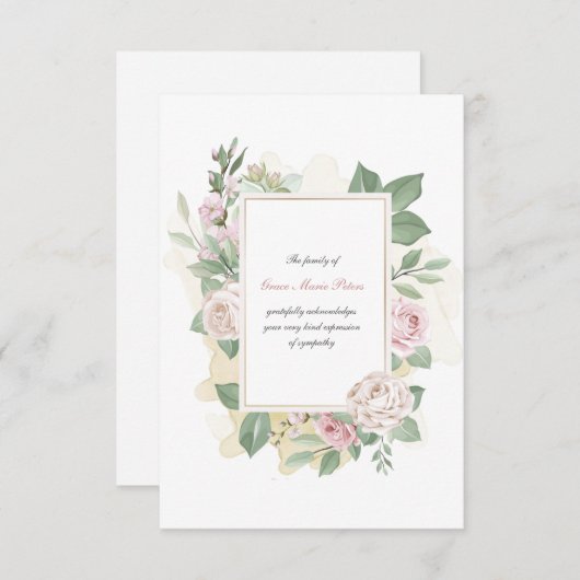 Roos Dank u voor uw sympathiekaarten Bedankkaart (Voorkant / Achterkant)