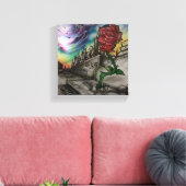 roos dat groeide uit beton canvas afdruk (Insitu (Woonkamer))