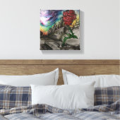 roos dat groeide uit beton canvas afdruk (Insitu (Slaapkamer))