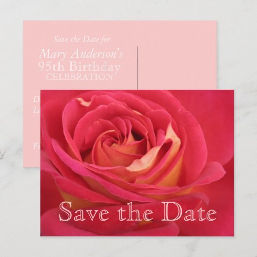 Roos De 95e verjaardag van de verjaardag van de ge Aankondigingskaart (Voorkant / Achterkant)