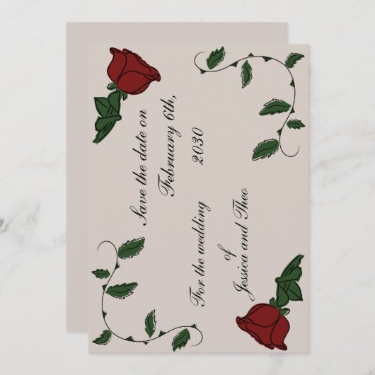 Roos De datum opslaan Save The Date (Voorkant / Achterkant)