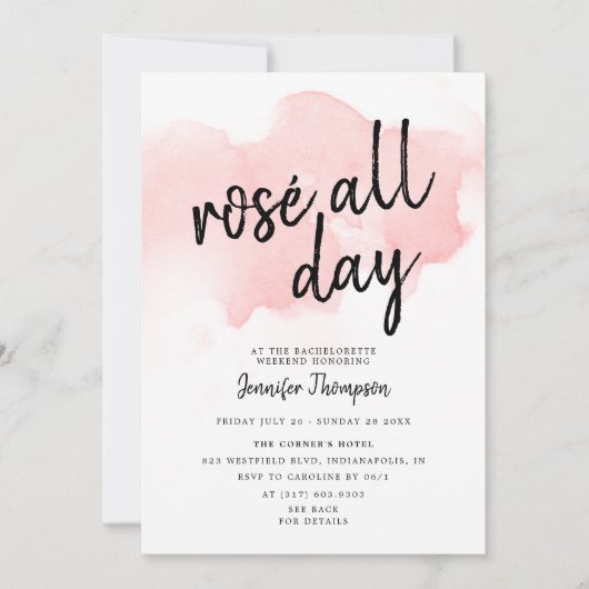 Roos de hele dag Bachelorette Weekend Route Kaart (Voorkant)