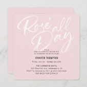 Roos de hele dag Blush Bachelorette Party Invita Kaart (Voorkant / Achterkant)