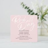 Roos de hele dag Blush Bachelorette Party Invita Kaart (Staand voorkant)