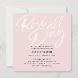 Roos de hele dag Blush Bachelorette Party Invita Kaart